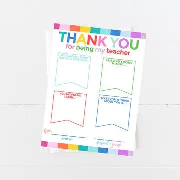 Teacher Thank You Card | Teacher Appreciation Fill-in The Happy Southerner 