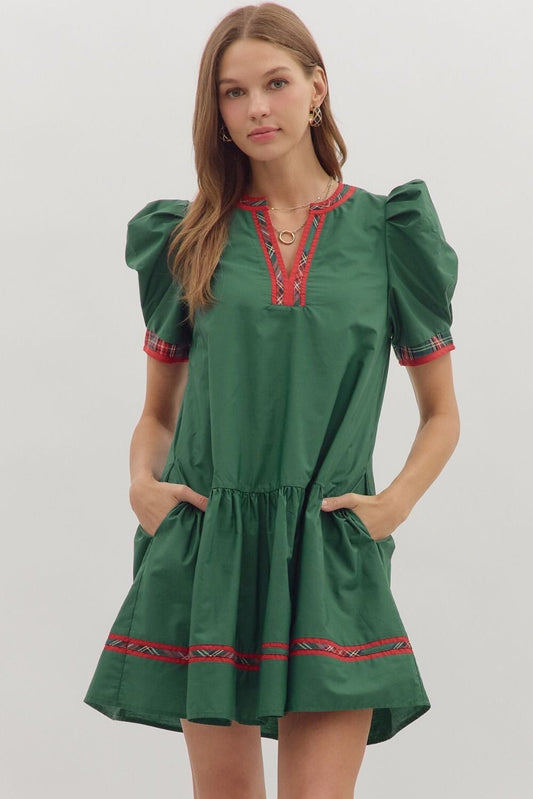 The Mistletoe Plaid Trim Dress The Happy Southerner 