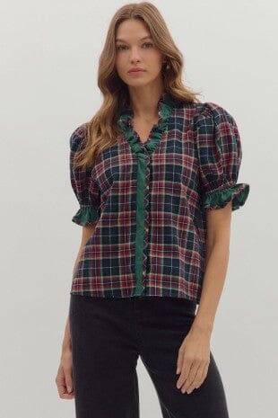 The Savannah Ruffle Plaid Top The Happy Southerner 