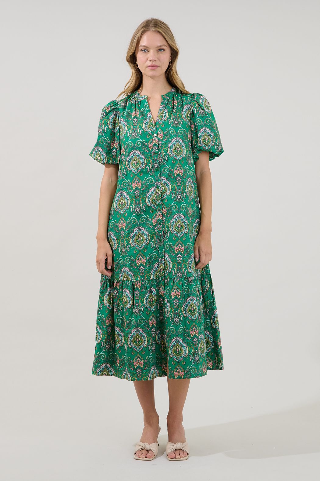 Zaren Button Down Midi Dress