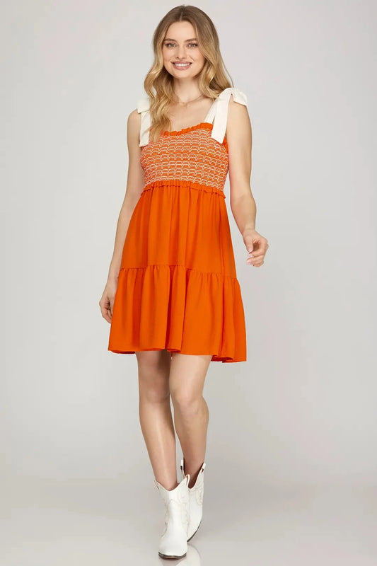 Touchdown Bows Dress – Orange The Happy Southerner 