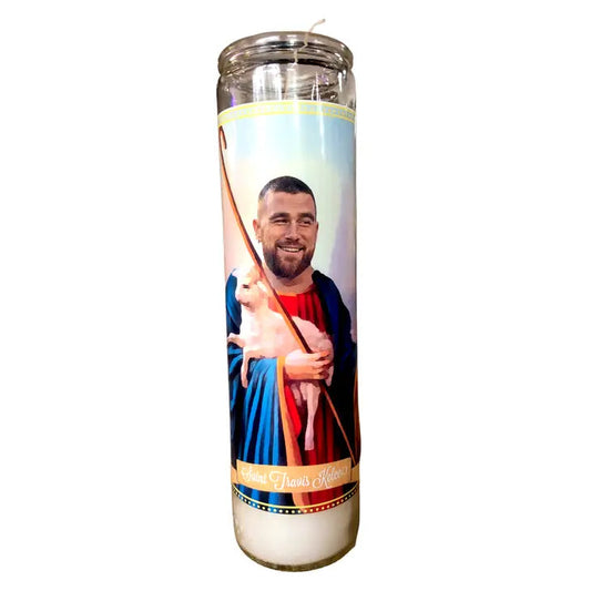 Travis Kelce Devotional Prayer Saint Candle The Happy Southerner 