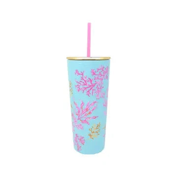 Tumbler with Straw, Royal Coral The Happy Southerner 
