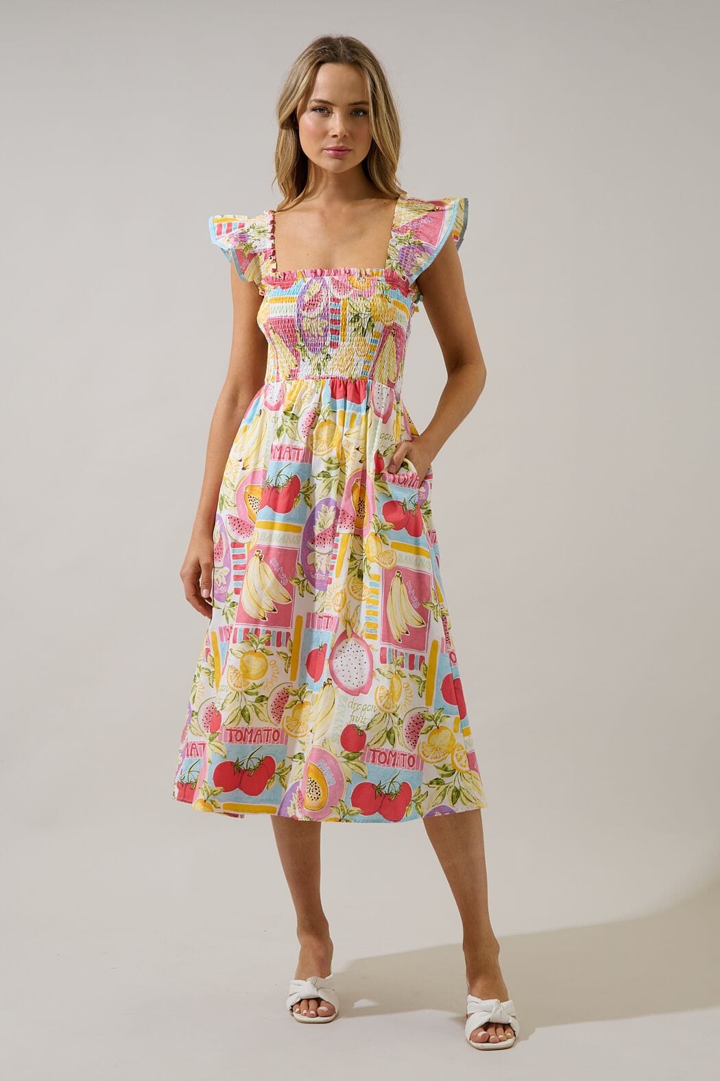 Urbina Smocked Midi Dress Farmers Market The Happy Southerner 