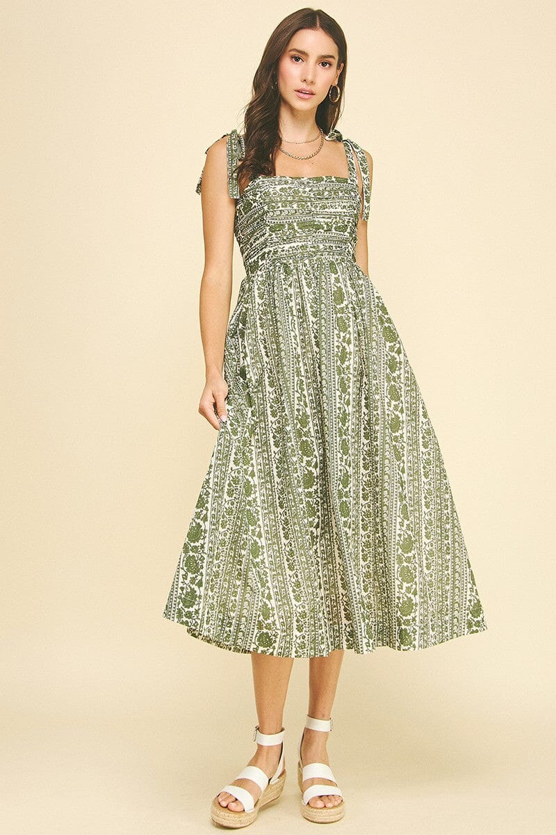 Verdant Charm Midi Dress - Olive The Happy Southerner 