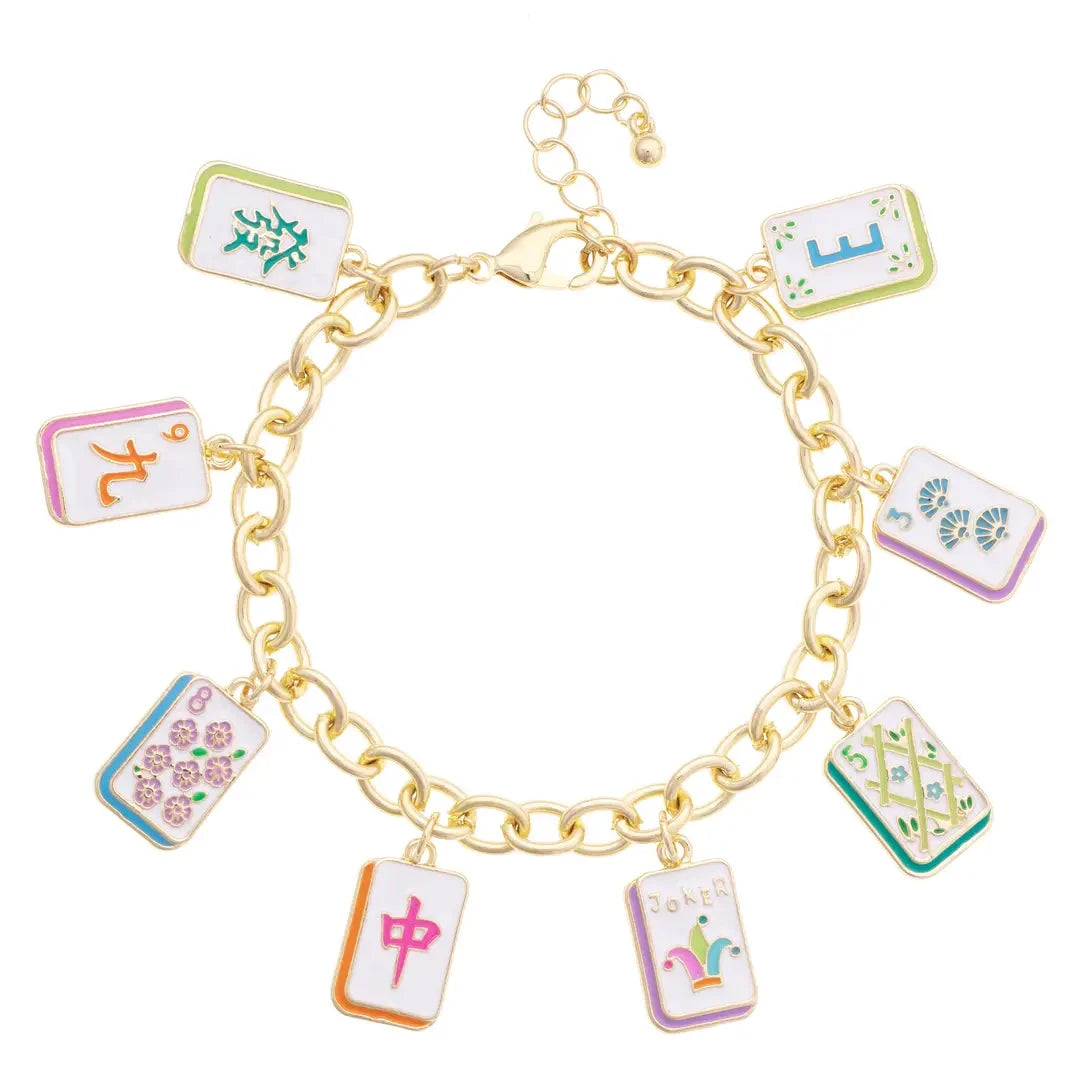 Wanna Mahj Pastel Mahjong Enamel Charm Bracelet The Happy Southerner 