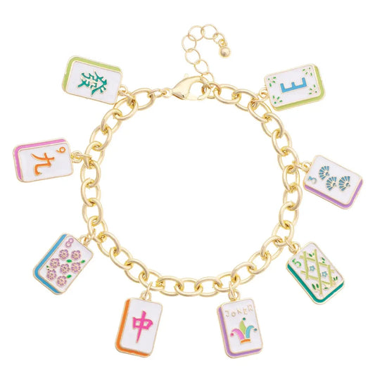 Wanna Mahj Pastel Mahjong Enamel Charm Bracelet The Happy Southerner 