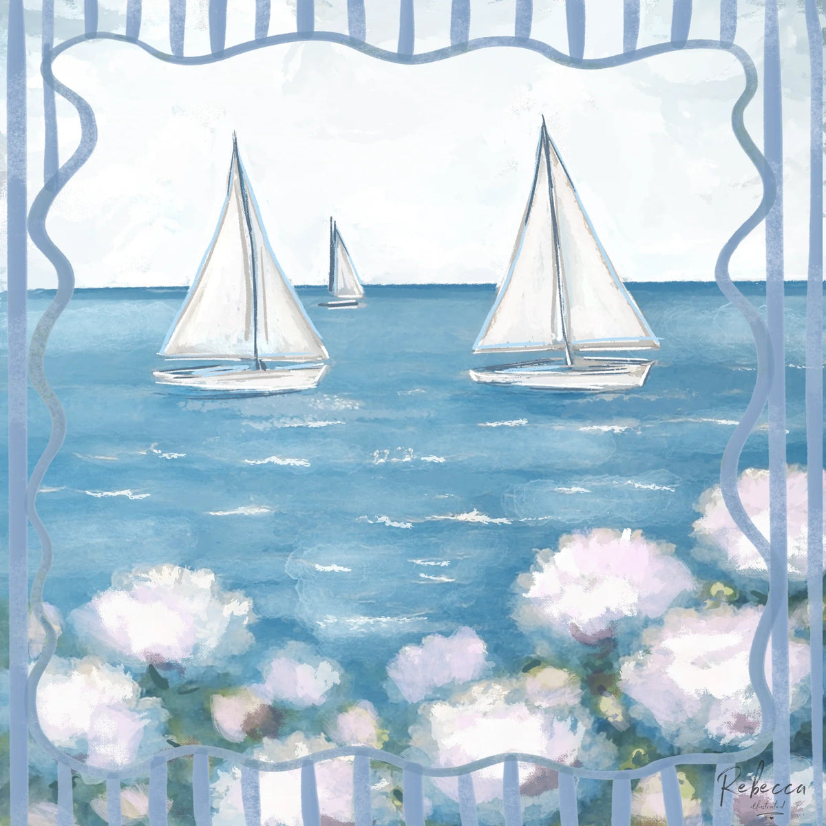 WHITE SAILBOATS-MAHJONG MAT The Happy Southerner 