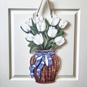 White Tulips Door Hanger The Happy Southerner 