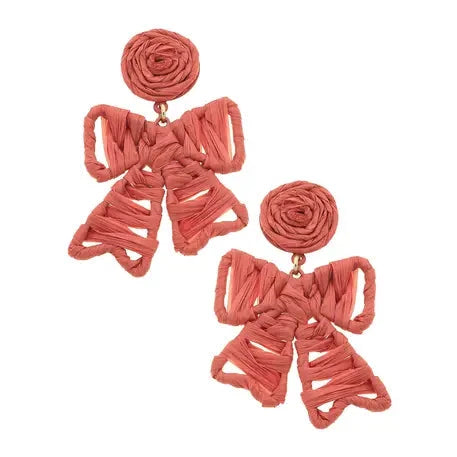 Willow Rattan Bow Earrings The Happy Southerner 