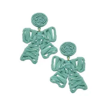 Willow Rattan Bow Earrings The Happy Southerner 