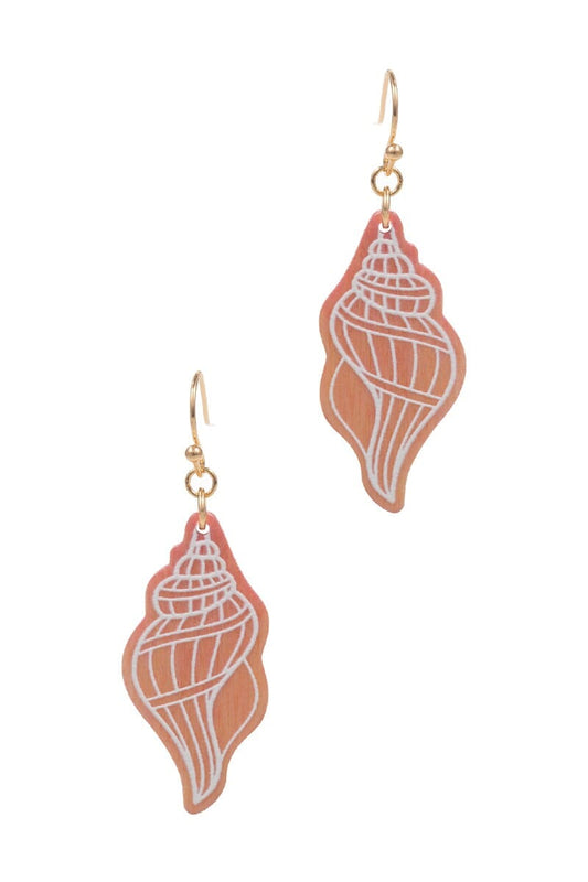 Wooden Colored Conch Hook Earring The Happy Southerner 