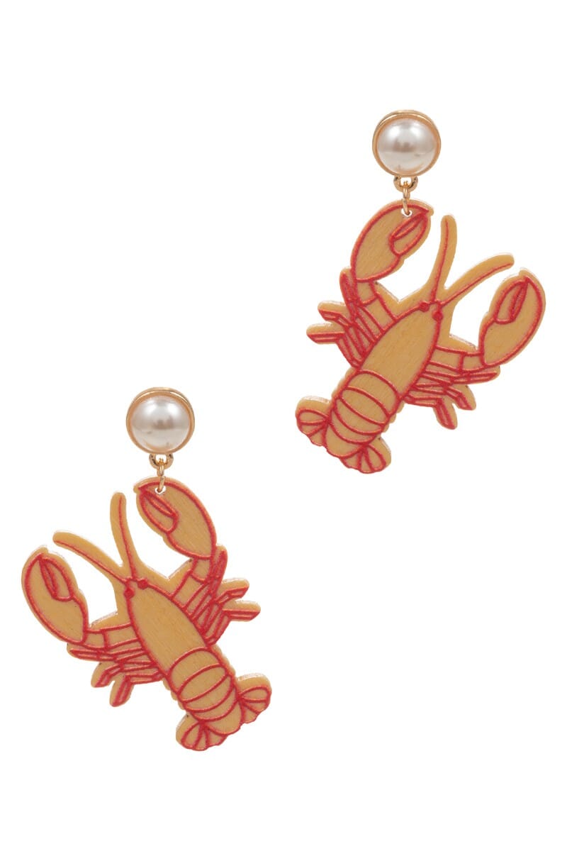 Wooden Colored Lobster Post Earring The Happy Southerner 