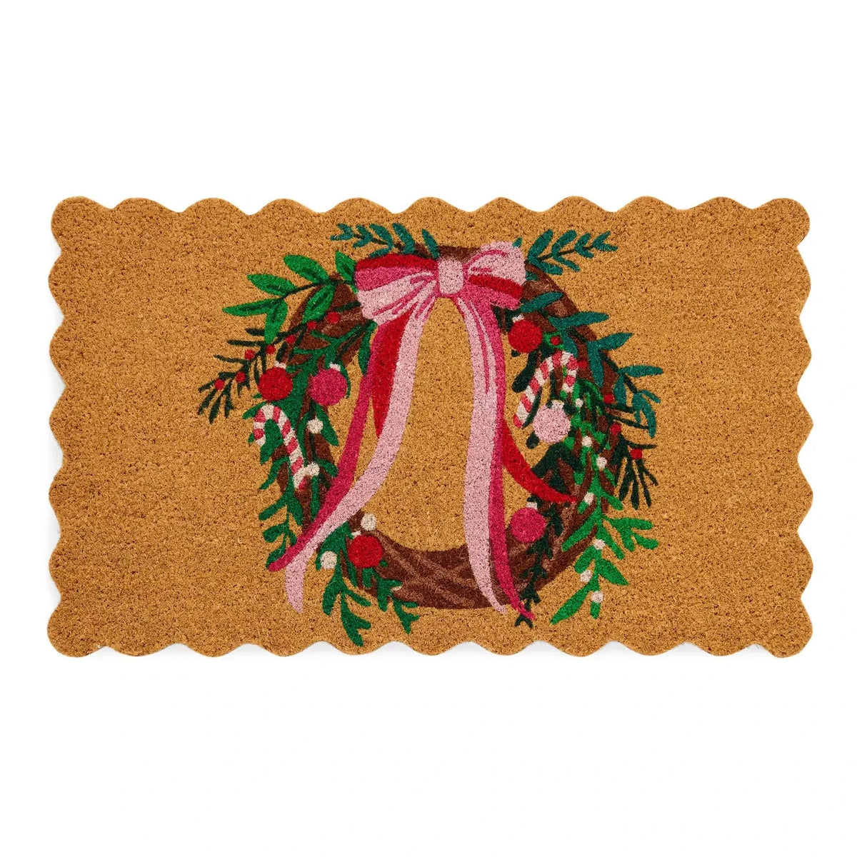 Wreath Scalloped Doormat, Natural The Happy Southerner 