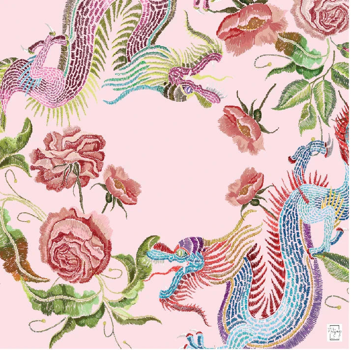 YEAR OF THE DRAGON MAT - PINK BLUSH The Happy Southerner 
