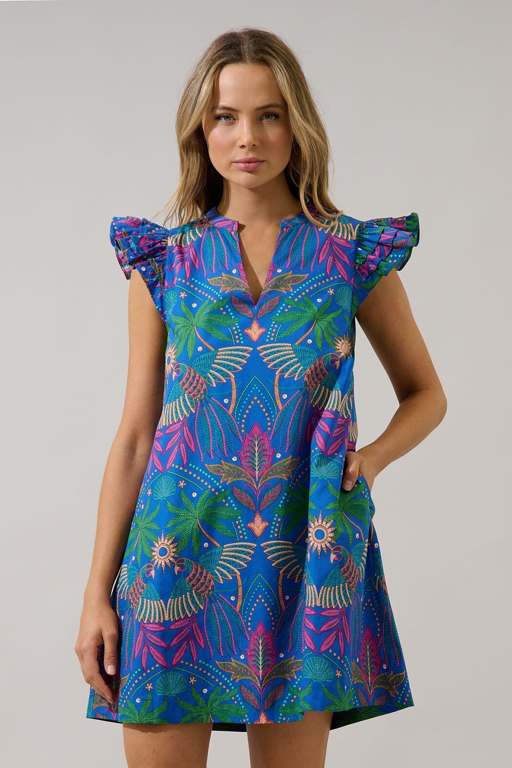 Yori Tropical Evalyn Ruffle Mini Dress The Happy Southerner 