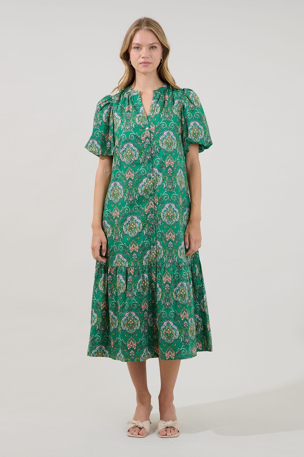 Zaren Button Down Midi Dress The Happy Southerner 
