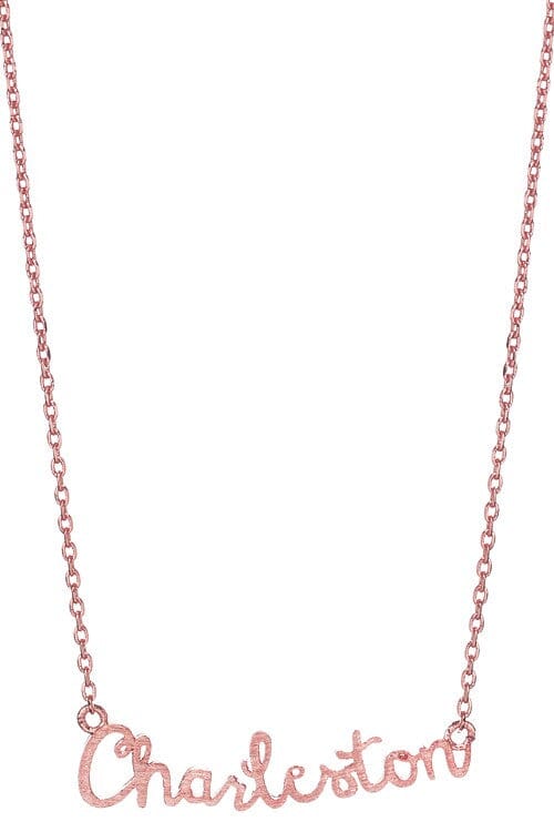 Charleston Cursive Necklace - Rose Gold The Happy Southerner 