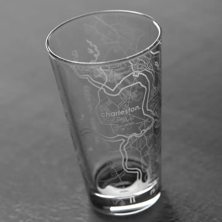 Charleston Sc Map Pint Glass The Happy Southerner 