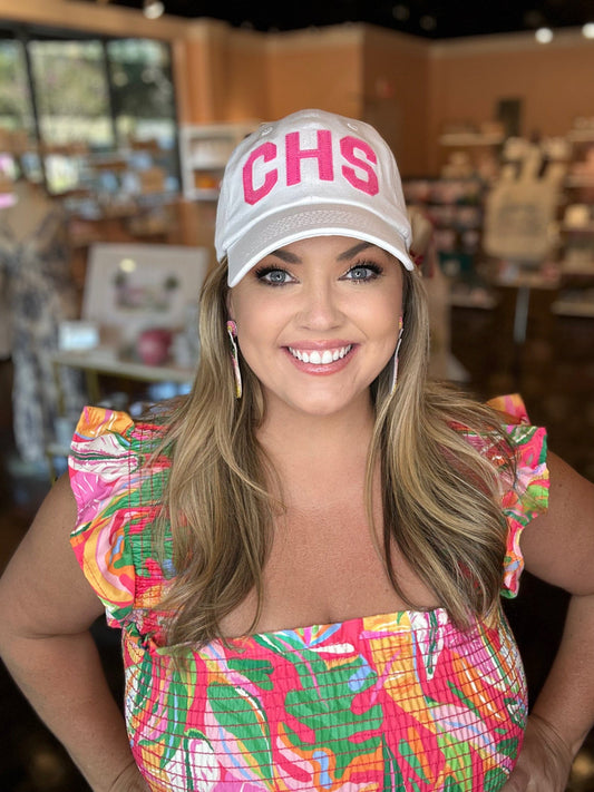 CHS - Charleston, SC Hat White & Pink The Happy Southerner 