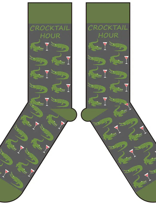 Crocktail Hour Socks Alligator Crocodile Drinking Socks The Happy Southerner 