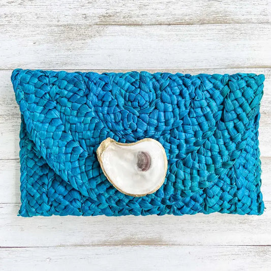 Oyster Shell Clutch - Ocean Blue The Happy Southerner 