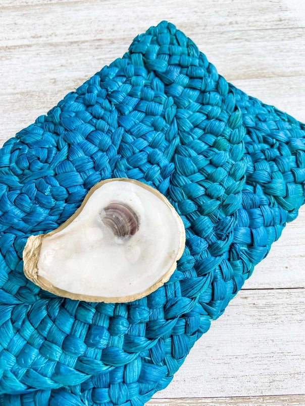 Oyster Shell Clutch - Ocean Blue The Happy Southerner 