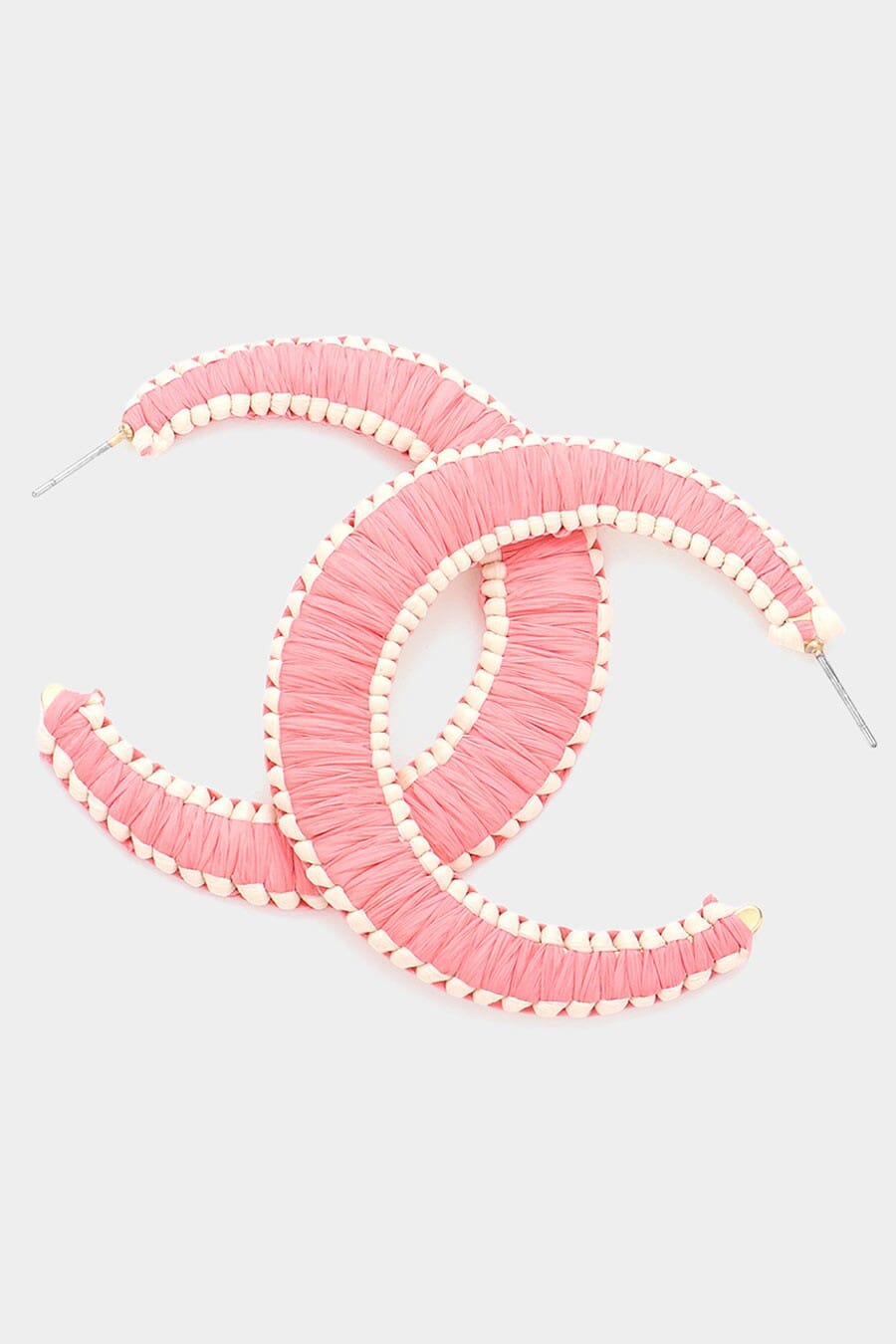 Pink Woven Raffia Hoop Earrings The Happy Southerner 