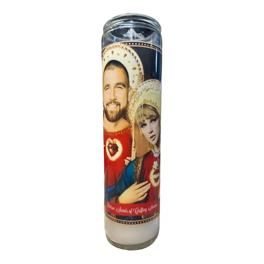 Taylor Swift & Travis Kelce Devotional Prayer Saint Candle The Happy Southerner 