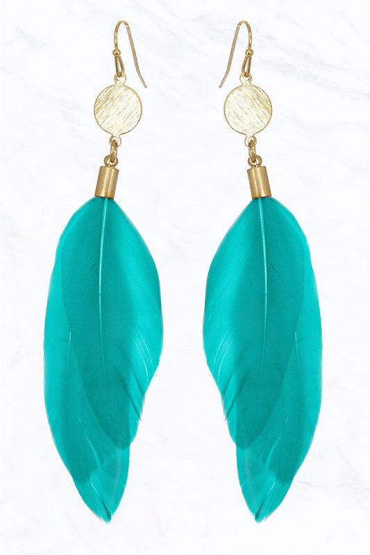 Teal Feather Earrings The Happy Southerner 